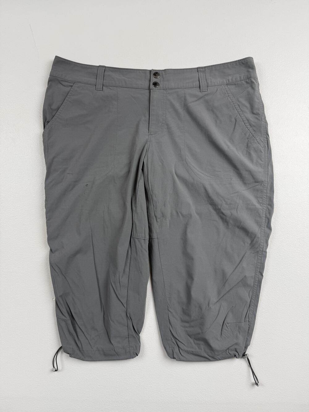 Columbia Pants Womens 16 Gray Capri Lightweight Drawstring Hiking Pockets Nylon